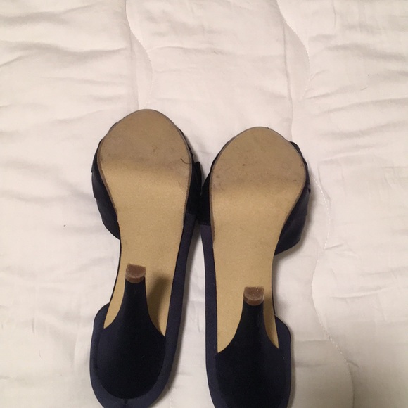 Navy blue satin heels with bow - Picture 6 of 6